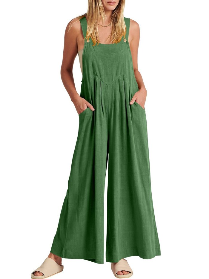 Last Day 49% OFF🔥Women's Sleeveless Wide Leg Jumpsuit with Pockets