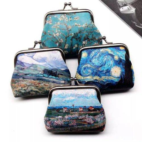 Women's Art Oil Painting Creative Key Bag Buckle Coin Purse