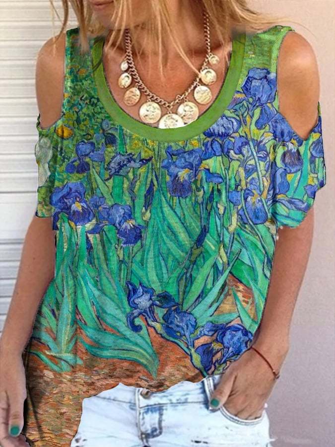 Women's World Famous Painter Iris Oil Painting T-Shirt