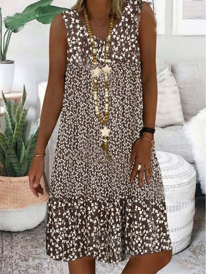 Women's Casual Printed Sleeveless Dress