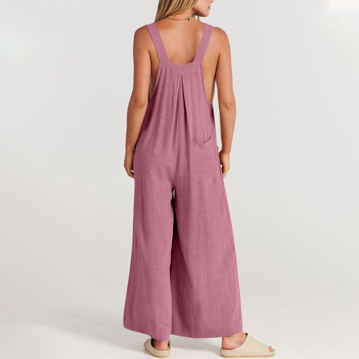 Last Day 49% OFF🔥Women's Sleeveless Wide Leg Jumpsuit with Pockets