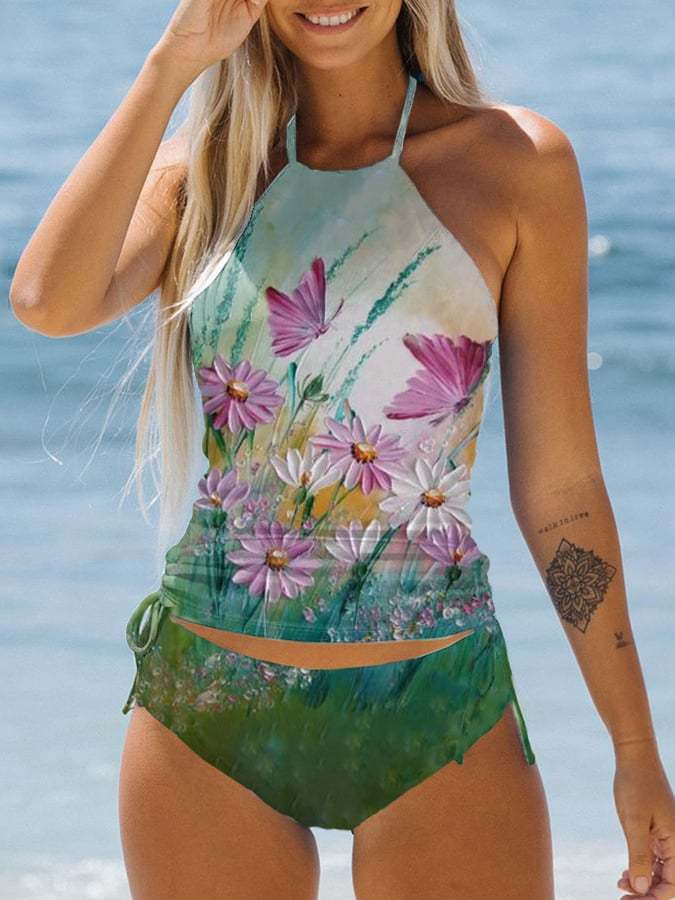 Trendy Print Swimsuit Set