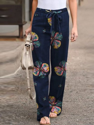 Women's Vintage Floral Straight long pants