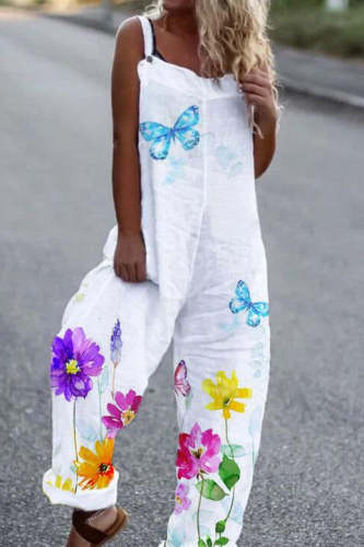 Casual Flower Jumpsuit Overalls