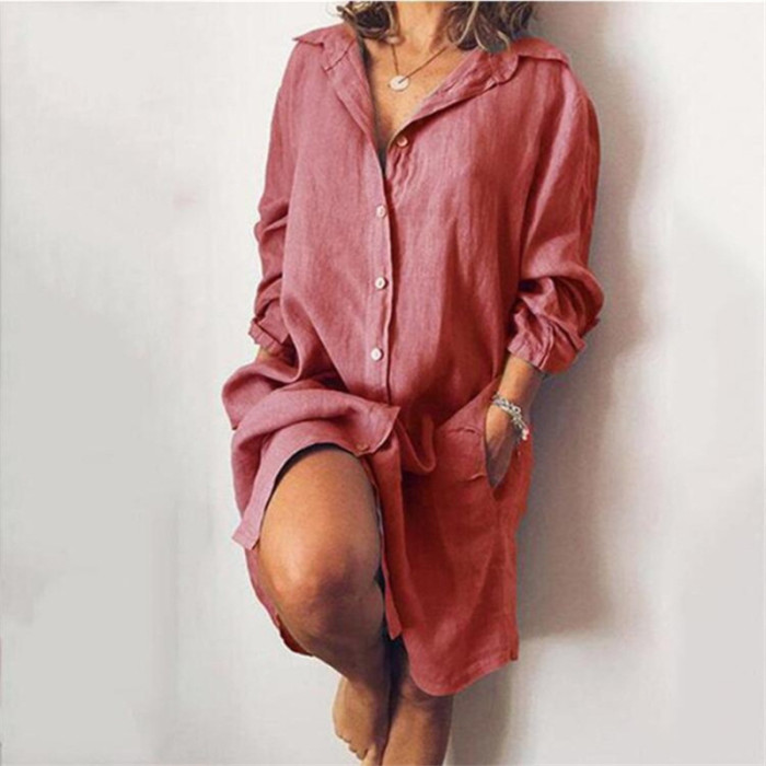 Long Sleeve Solid Color Cardigan Single-Breasted Shirt