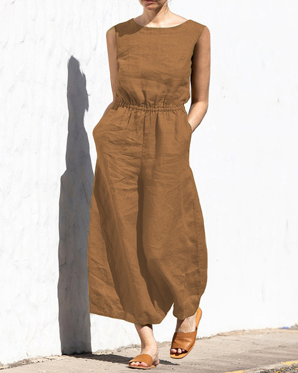 Casual Loose Temperament Solid Color Jumpsuit