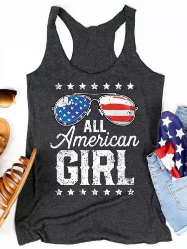 Women's All American Girl Flag Print Tank Top