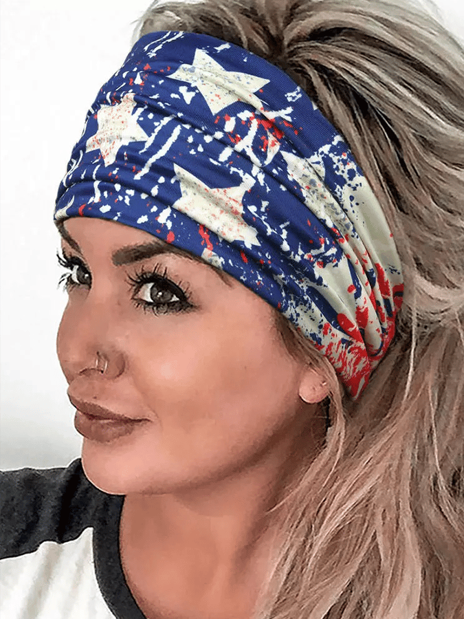 Women's American Flag Yoga Wide Headband