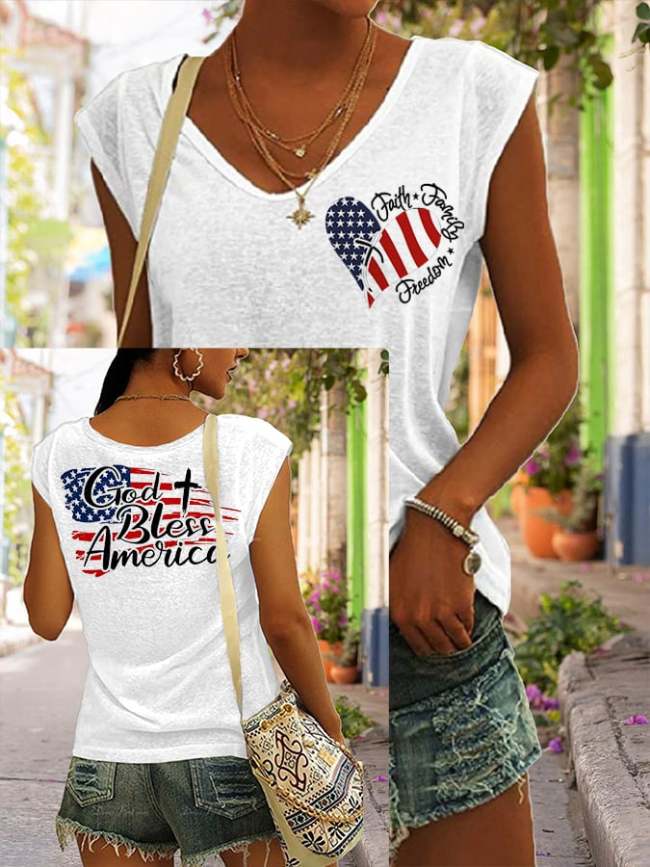 Flag Faith Casual Print Tank Top