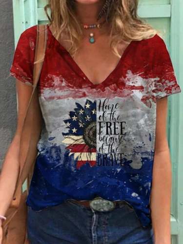 Flag Print Short Sleeve T-Shirt