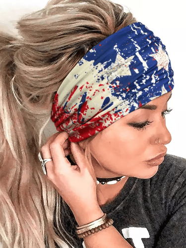 Women's American Flag Yoga Wide Headband