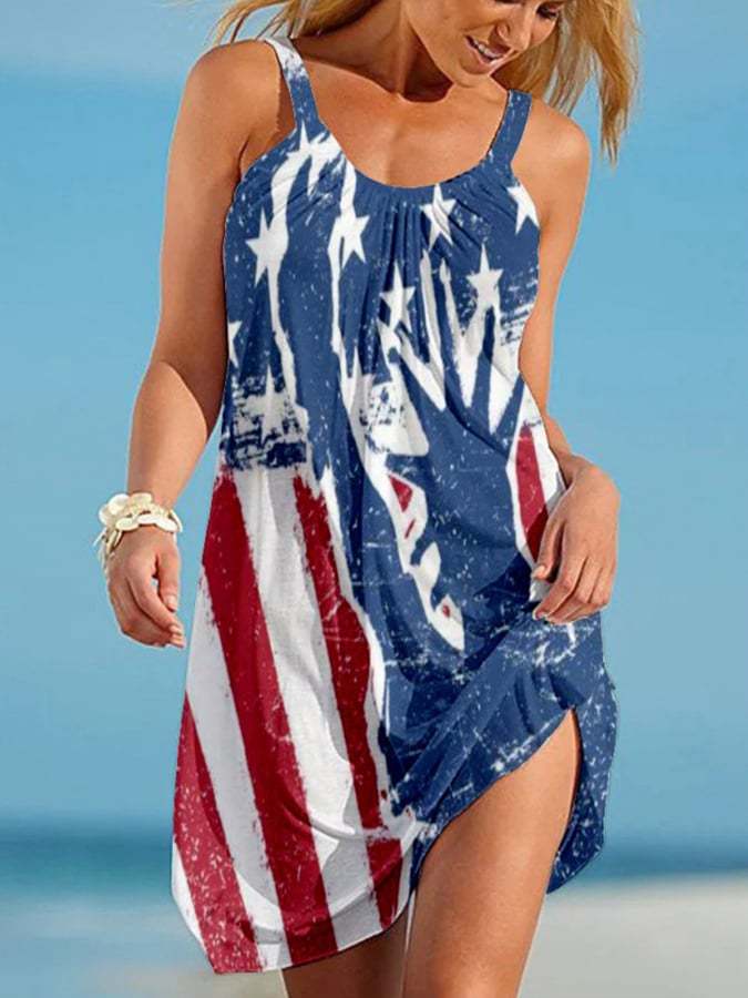 Flag Print Slip Dress