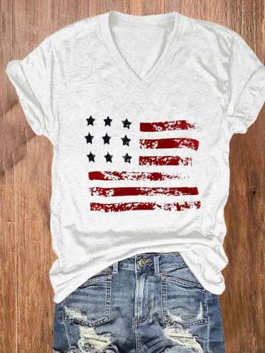 Women's Flag 4th Of July Print Casual T-Shirt