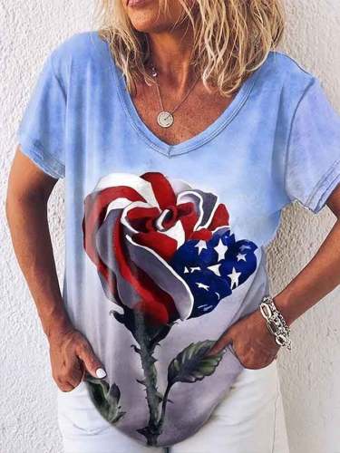 Women's Casual Gradient Art Print Short Sleeve T-Shirt