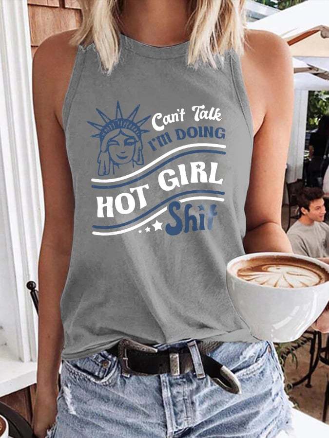 Retro Doing Hot Girl Shit Print Tank Top