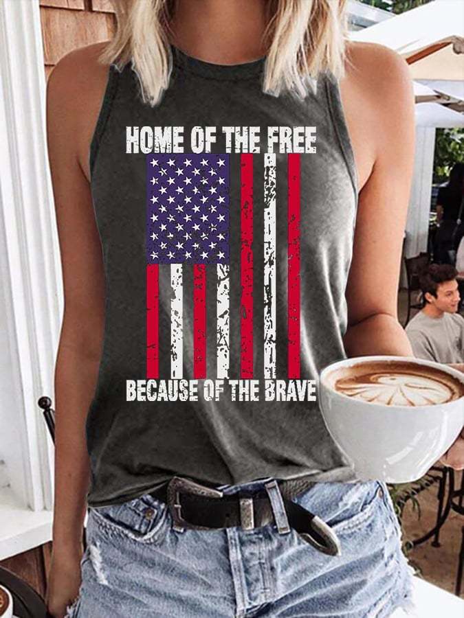 Women's Home of the Free Because of the Brave Printed Tank Top