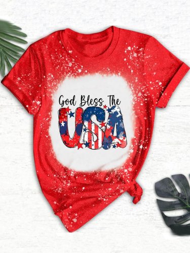 Women's 4th of July God Bless Crew Neck T-shirt