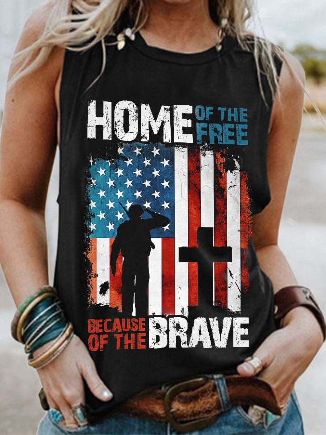 Women's Home Of The Free Because Of The Brave Tank Top