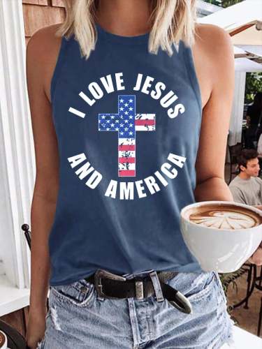 Women's I Love Jesus and America Print Tank Top