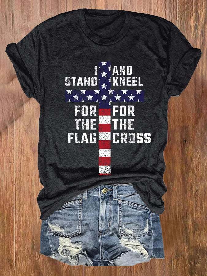 I Stand For The Flag Print Casual T-Shirt