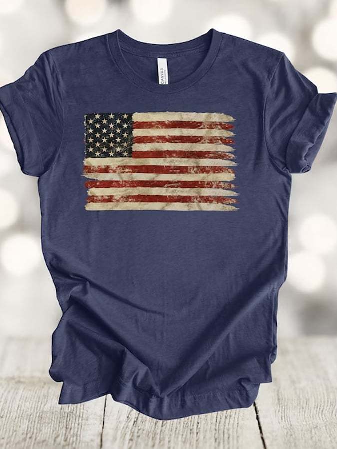 Women's Independence Day American Flag Printed Tee