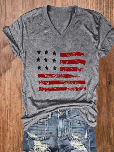 Women's Flag 4th Of July Print Casual T-Shirt