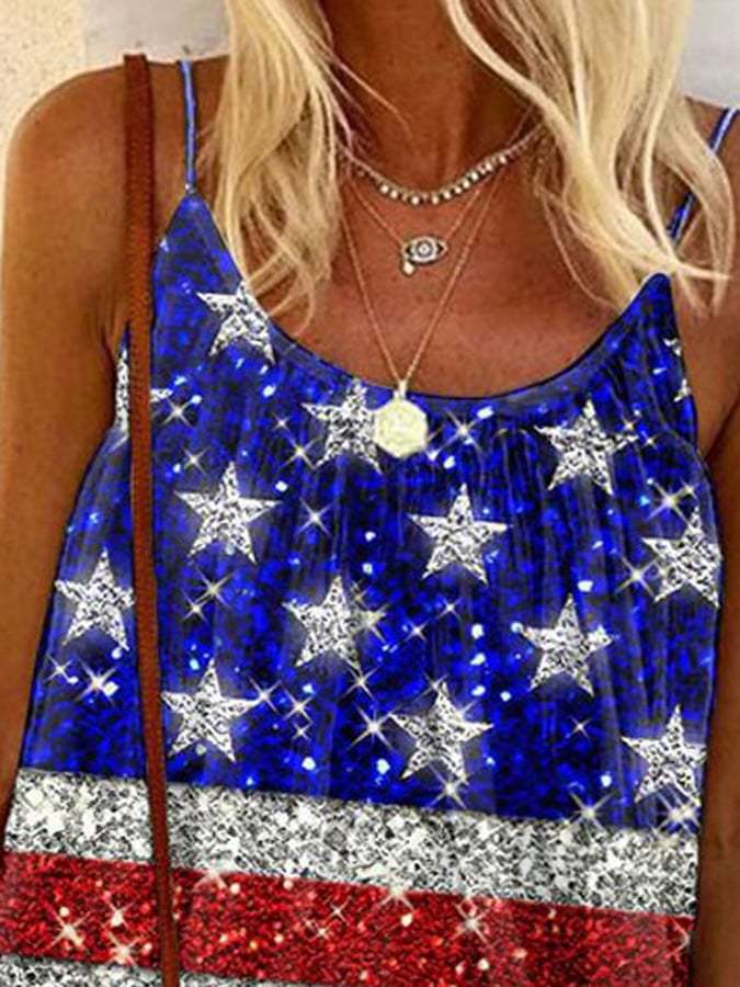 American Flag Sequin Print Casual Camisole