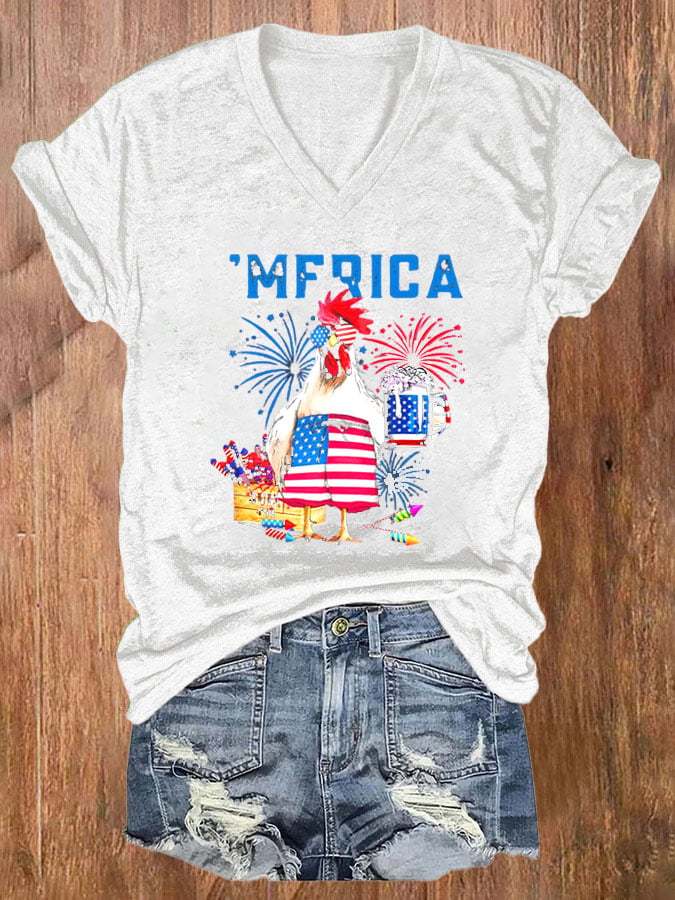 Women'S Flag Print Casual T-Shirt