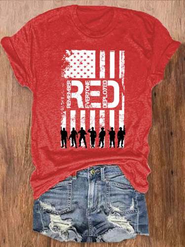 Women's I Wear Red On Friday For My SonI Wear Red On Friday Print Crewneck T-Shirt