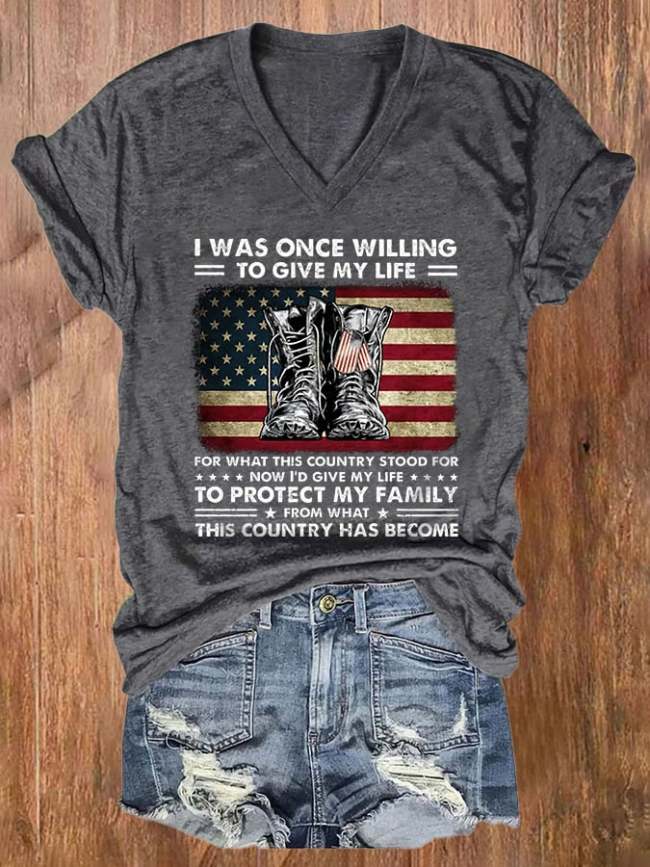I Was Once Willing To Give My Life For What This Country Stood For Now I'D Give My Life To Protect My Family From What This Country Has Become Print T-Shirt