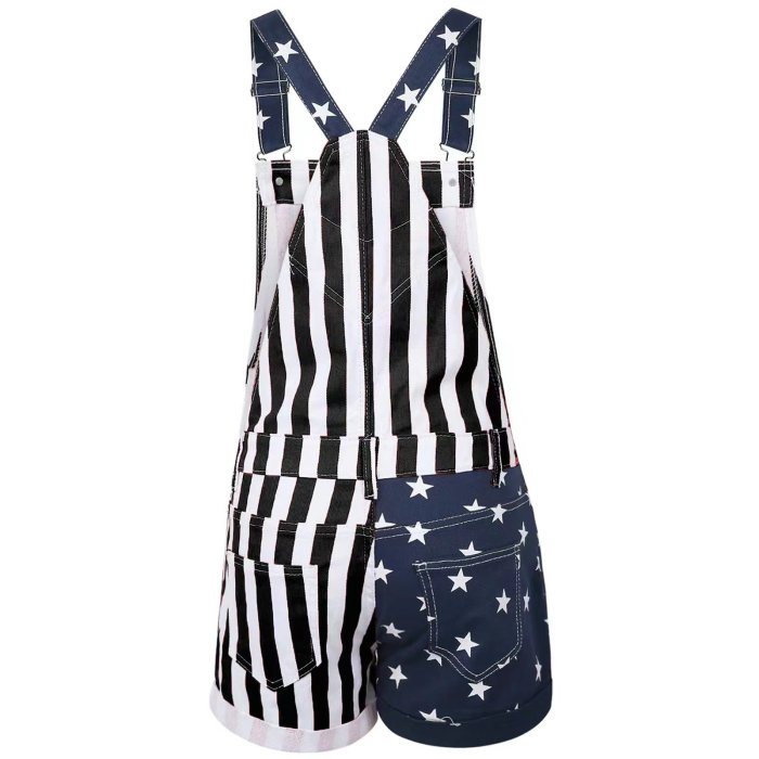Women's Independence Day Flag Pocket Overall Mini Dress