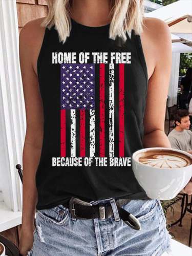 Women's Home of the Free Because of the Brave Printed Tank Top
