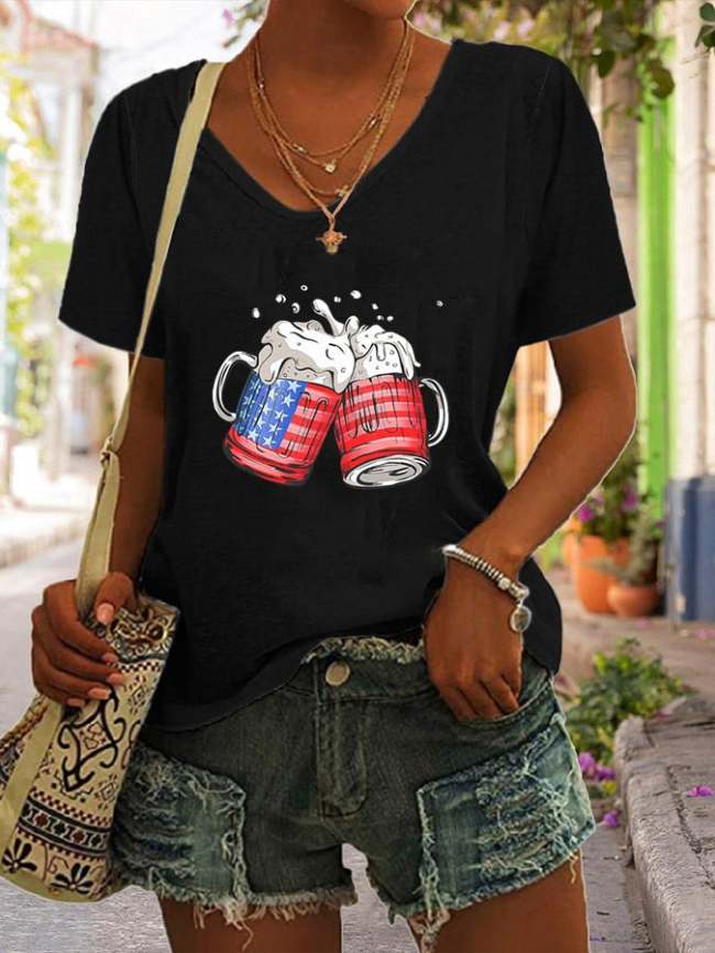 Women'S Flag Print Casual T-Shirt