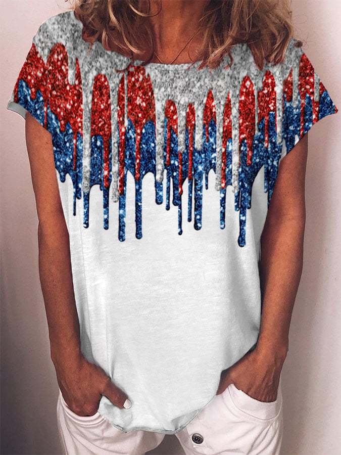 Women's American Flag Colors Print T-shirt