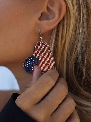 Women's Independence Day Heart Shaped Earrings