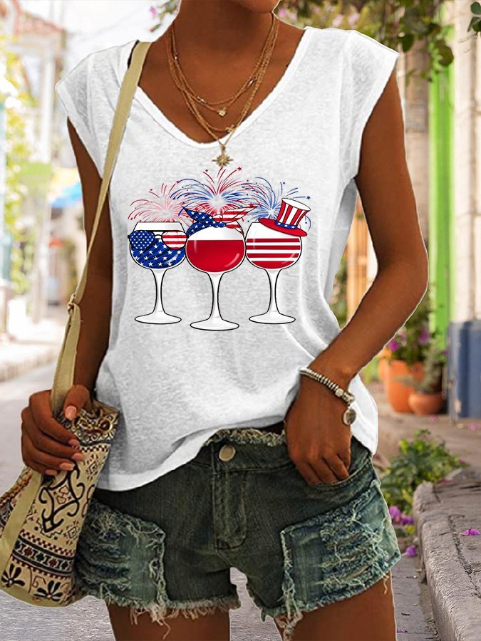 Fashionable Wine Glass Print Vest
