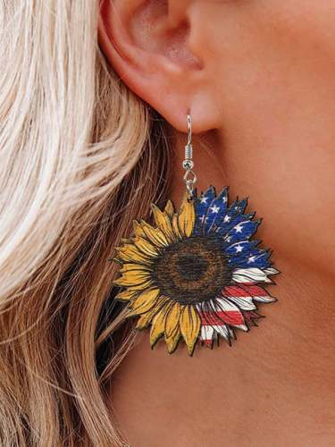 Women's Independence Day Wood Earrings