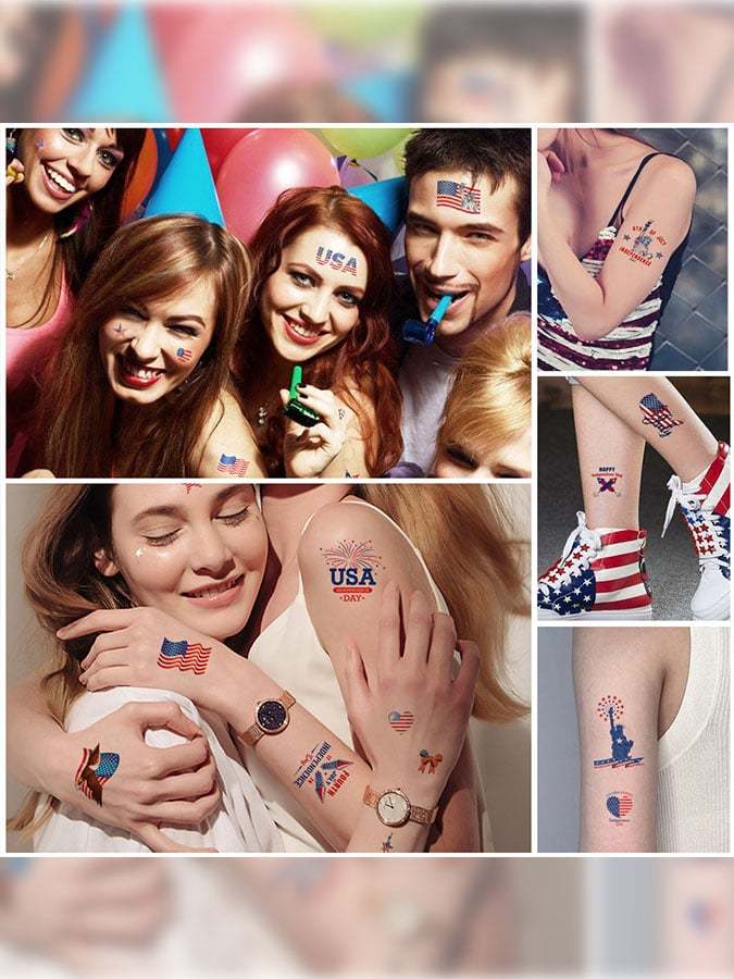 Independence Day Tattoo Stickers (Set Of Ten)