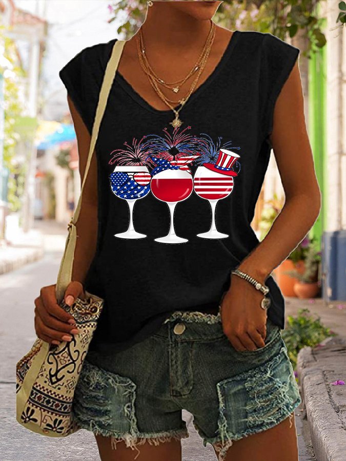 Fashionable Wine Glass Print Vest