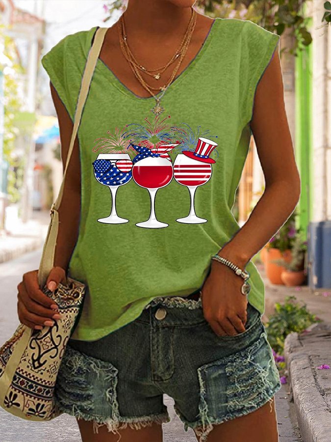 Fashionable Wine Glass Print Vest