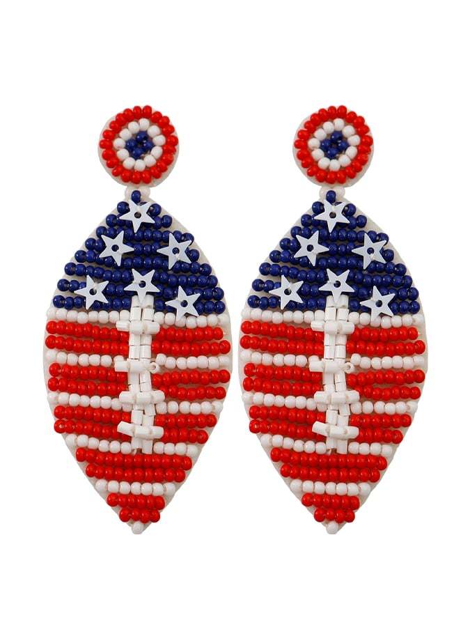 Handwoven Independence Day Rice Bead Earrings