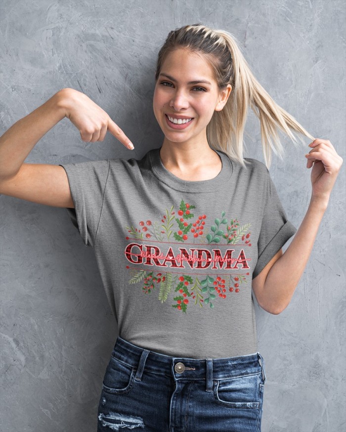 Flowers  Blessed Grateful And Merry Grandma Custom T-Shirt