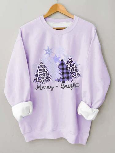 Women's Pink And Purple Christmas Tree Casual Sweatshirt