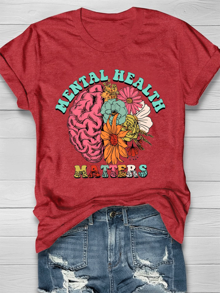 Flower Brain Mental Health Matters Nurse T-shirt