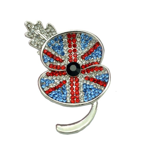 Stone Filled Poppy Flowers Pin