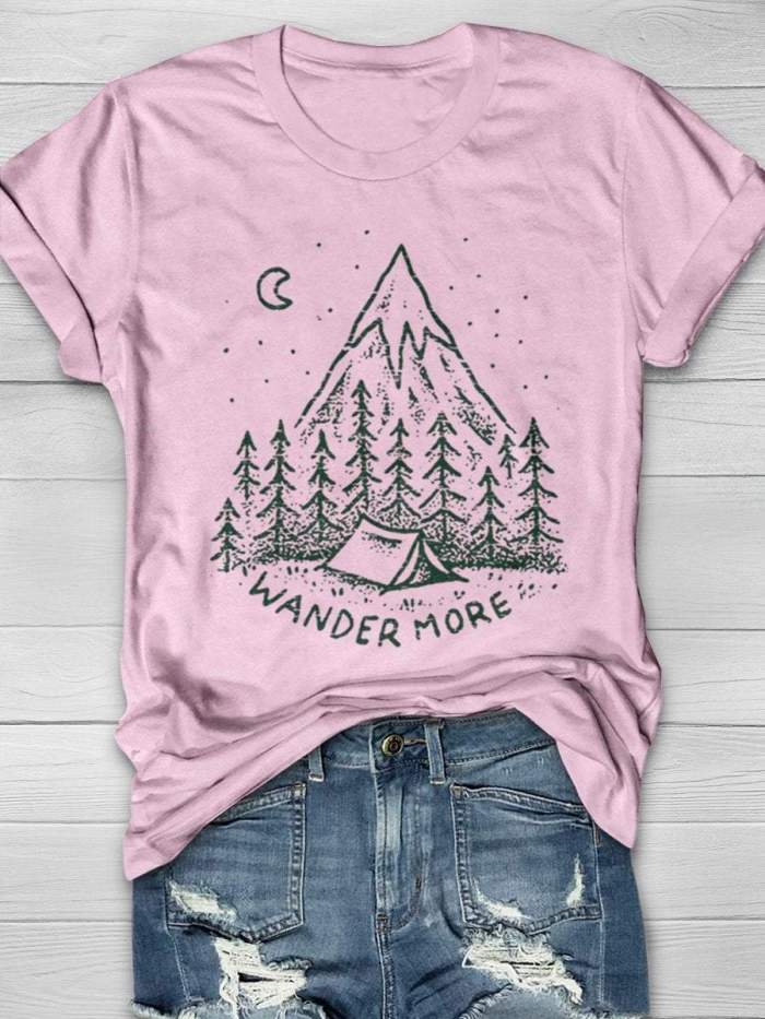 Wander More Camper Print Short Sleeve T-shirt