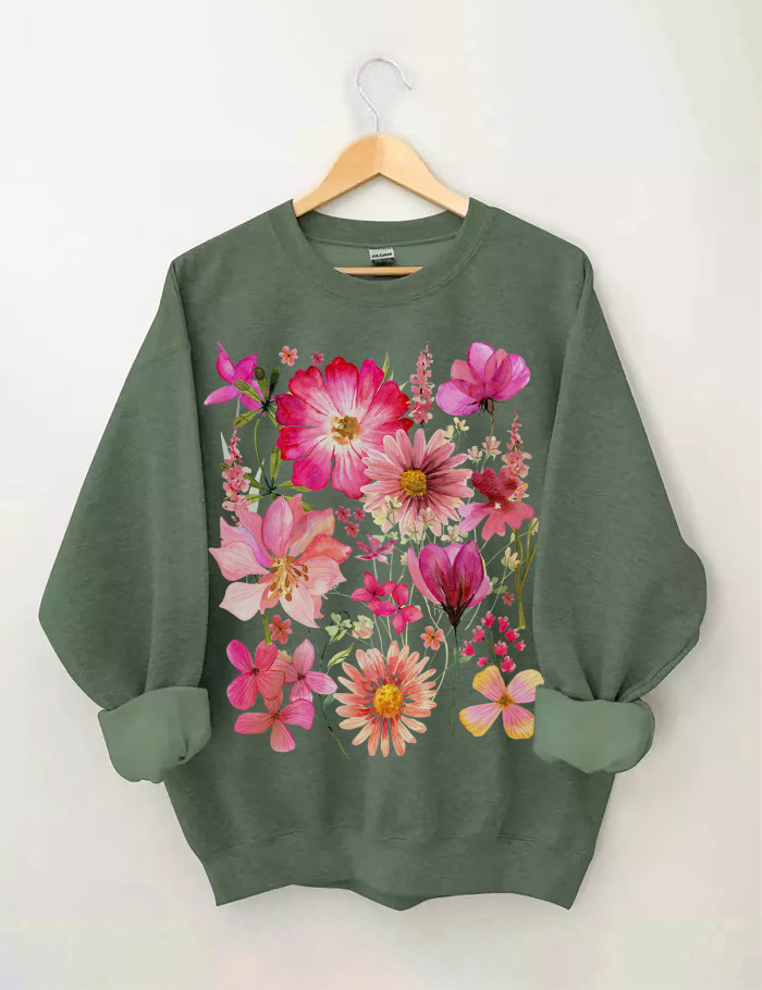 Vintage Pressed Flowers Sweatshirt