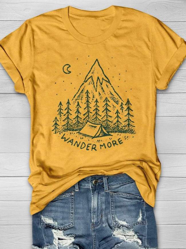 Wander More Camper Print Short Sleeve T-shirt