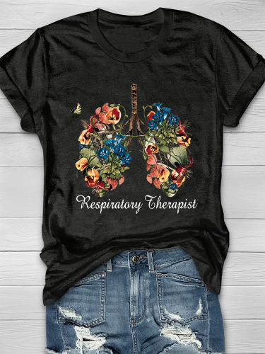 Respiratory Therapist Beautiful Flowers Lung Nurse T-shirt