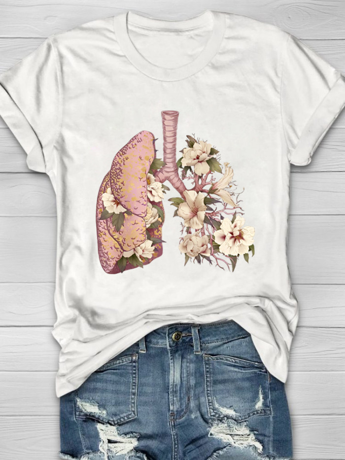 Respiratory Therapist Flowers Lung Print T-shirt